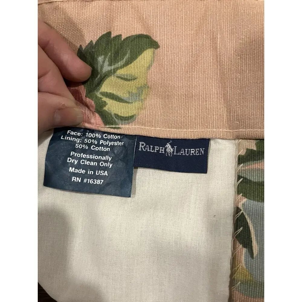 VTG Ralph Lauren Cynthia Pink Floral Valance Tassels Hand-Sewn Rings 80s RARE